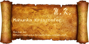 Mahunka Krisztofer névjegykártya